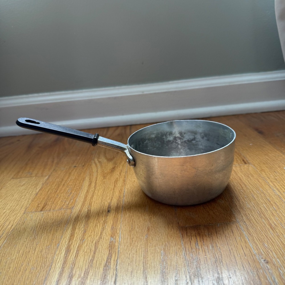 Vintage Alpine Brand Pure Aluminum Mini Saucepan Made in Italy Black Handle Pot
